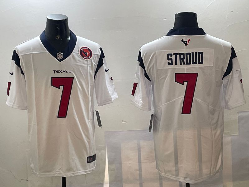 Men Houston Texans 7 Stroud White Second generation 2024 Nike Limited NFL Jersey style 01081